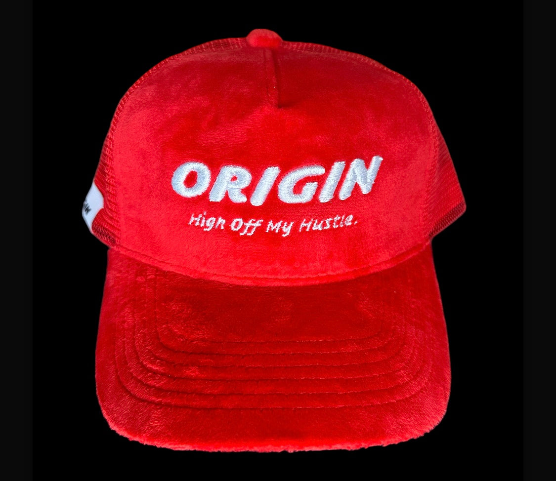 Origin "High off my hustle" velvet trucker