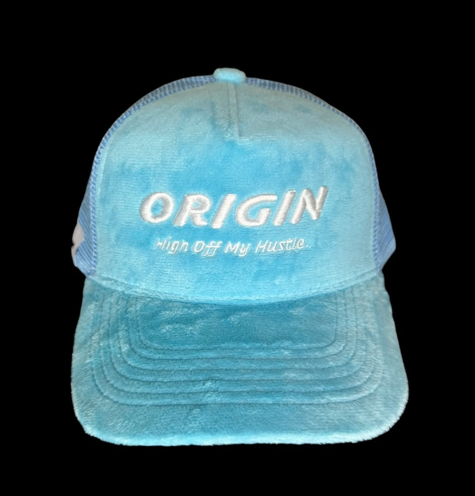 Origin "High off my hustle" velvet trucker