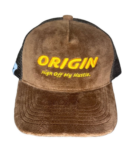 Origin "High off my hustle" velvet trucker