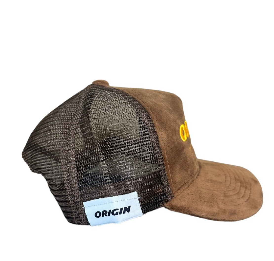 Origin "High off my hustle" velvet trucker