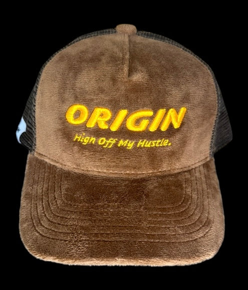 Origin "High off my hustle" velvet trucker