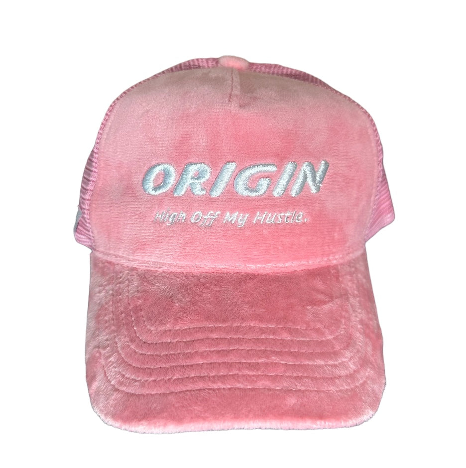 Origin "High off my hustle" velvet trucker