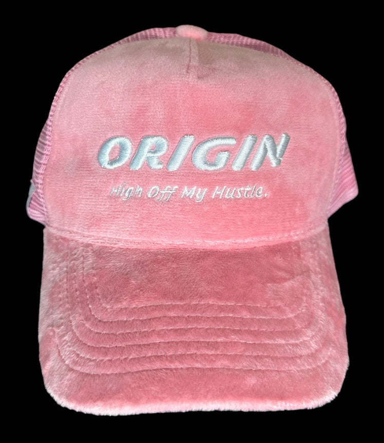 Origin "High off my hustle" velvet trucker